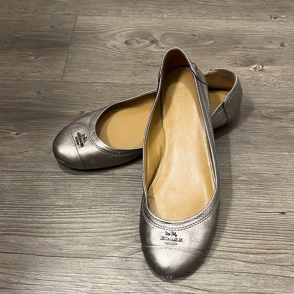 Coach Chelsea Pewter Gray Metallic Flats